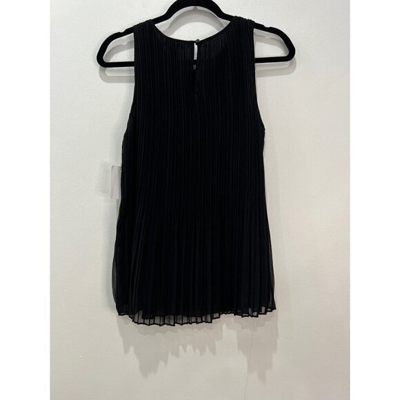NWT Halogen Size XS Sleeveless Pleated Georgette Top Black MSRP $59 - Picture 7 of 10